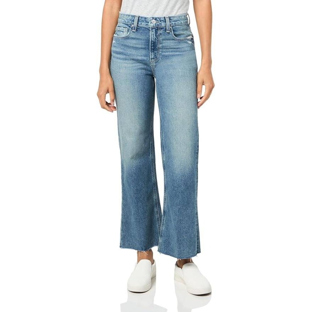PAIGE Leenah Ankle Raw Hem High Rise Wide Leg Jeans Womens Size 29‎ NWT